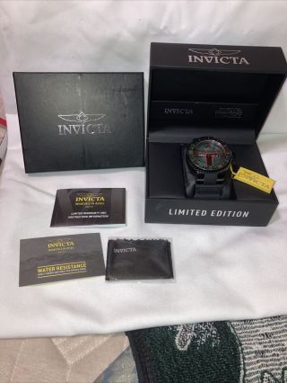 Invicta 52mm Star Wars Limited Edition Boba Fett Black Band Gren/red Watch