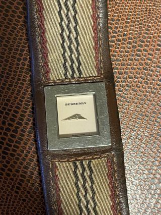 Burberry Watch Square Face Cloth Leather Band