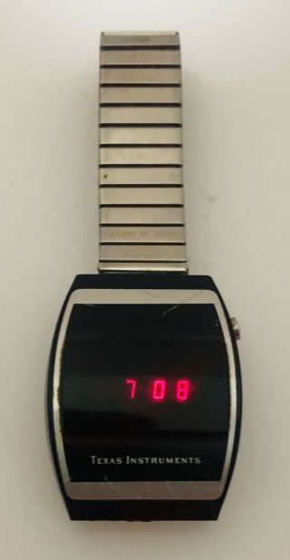 Vintage 1970’s Texas Instruments Red Led Watch,  Date/time,  Batteries,
