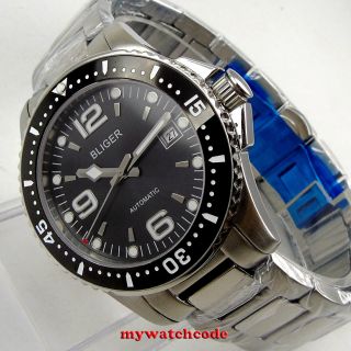40mm Bliger Black Dial Solid Case Sapphire Glass Ceramic Automatic Mens Watch