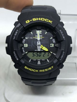 Casio Gshock Men’s G100 Black Yellow Digital Analog Combo Watch 42