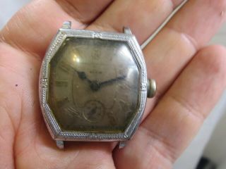 1929 Elgin 464 Mens Art Deco Early Winding Watch Repair Rp