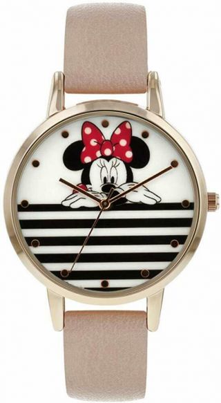 Minnie Mouse Unisex Adult Analogue Classic Quartz Watch With Leather Strap Mn510