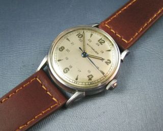 Vintage Longines Wittnauer Stainless Steel Military Style Mens Watch 11esk 1950