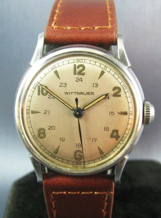 Vintage Longines Wittnauer Stainless Steel Military Style Mens Watch 11ESK 1950 2