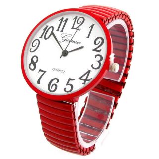 Red Large Size Round Face Stretch Band Geneva Women 