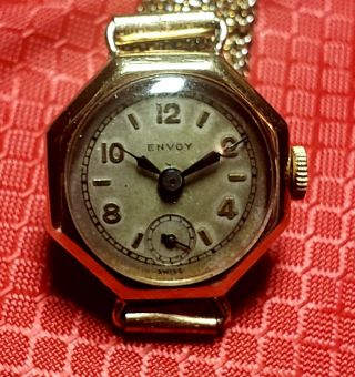 Vintage Envoy Swiss Watch 9k Gold 15 Jewels