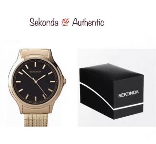 Sekonda Gents Gold Plated Expander Bracelet Watch 3141b With Gift Box