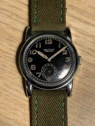 Ww2 Waltham Premier Military Watch With Blue Second Hand A - 11 Style Runs