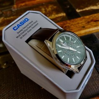 Casio Men ' s Quartz Blue Dial Brown Leather 48mm Watch MTPSW300L1TN 2