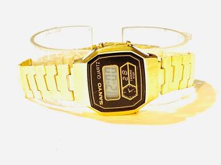 Vintage Sanyo Women’s Quartz Digital GoldTone Wrist Watch Very Elegant (20261M) 2