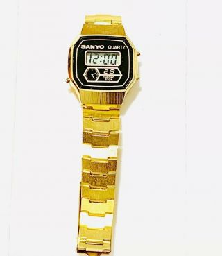 Vintage Sanyo Women’s Quartz Digital GoldTone Wrist Watch Very Elegant (20261M) 3