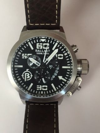 Ballast Trafalger Chronograh Watch Swiss Made Stainless Steel For Repair/parts