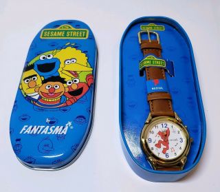 Vintage Sesame Street Musical Watch Brown Band Old Stock10/10 1995