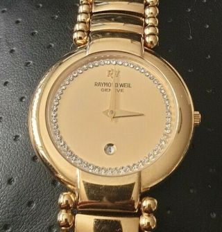 Raymond Weil Geneve 18k Gold Electroplated,  Sapphire Crystal.  Ladies Lq14