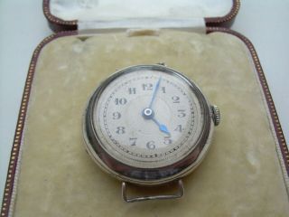 Antique Solid Silver Trench Wrist Watch.