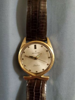 Vintage Rene Rondeau Hamilton Electric " Lord Lancaster E " 14k Gold Watch