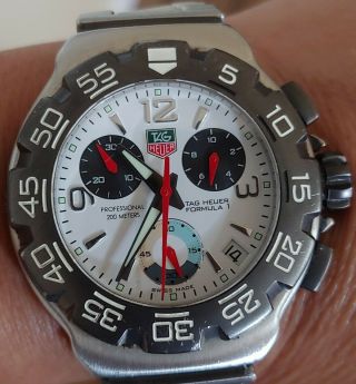 Tag Heuer Cac1111 - 0 White Formula 1 F1 Watch Mens Ss Stainless Steel Quartz 41mm