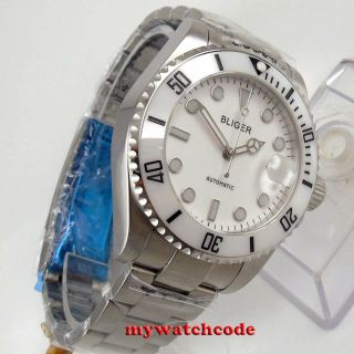 43mm bliger white dial ceramic bezel 24 jewels Japan NH35 Automatic mens Watch 3