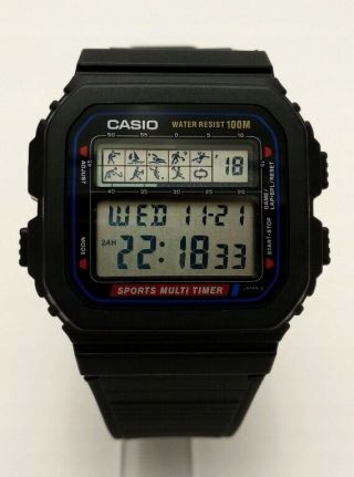 Rare Casio Stw - 100 Sports Multi Timer Watch With Cool Lcd Animation