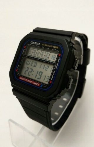 rare Casio STW - 100 Sports Multi Timer Watch with cool lcd animation 2