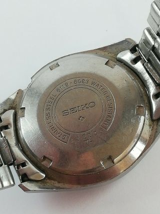 Vintage SEIKO 5 6119 - 8083 Automatic 21 Jewels Japan Watch Not 3