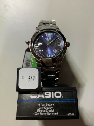 Casio Ef106d - 2av Casio 100m Water Res.  Watch,  Silver Band,  Blue Face