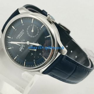Corgeut 40mm Blue Dial Power Reserve Seagull Automatic Mechanical Date Watch