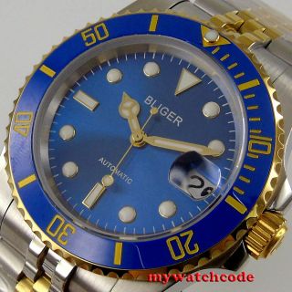 40mm bliger blue dial ceramic bezel NH35 Automatic mens Watch jubilee strap 3