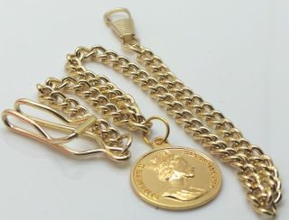 Roger Moore Signed 24k Gold Clad JAMES BOND 007 Pocket Watch and Chain Set 3