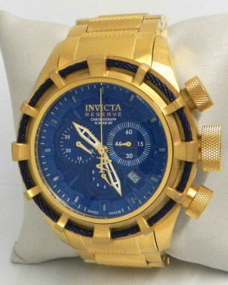 Invicta Bolt Chronograph Blue Dial Gold - Plated Men 