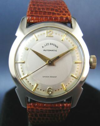 Vintage Marc Nicolet A.  Lee Brown 10k Gold Gf Automatic Mens Watch 17j 1950s