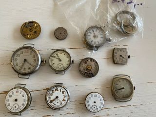 28 Ww1 Trench Watches Including Rolex Marconi And Parts For Repair Or Parts