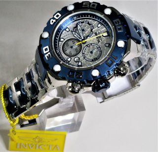 Invicta Swiss Chronograph Movement Stainless Steel & Blue 60mm Silver Tone Dial