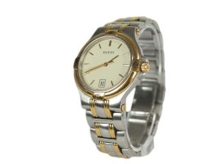 Gucci 9040m Date Gold Plated Stainless Steel Quartz Men 