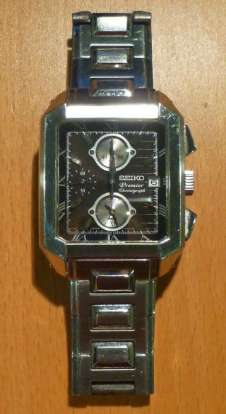 Seiko Premier Chronograph Watch,  Square Face (7t62 - 0ge0) - Hard To Find