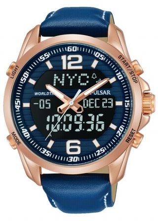 Pulsar Gents Chronograph Leather Strap Watch - Pz4034x1 Pnp