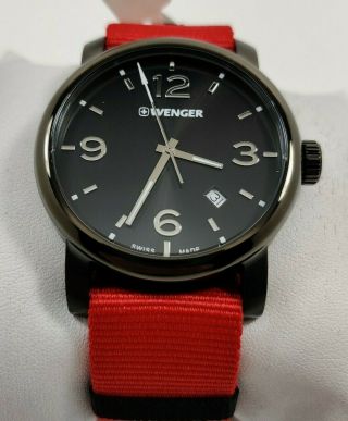 Wenger Urban Metropolitan SWISS Red Nylon Strap Men ' s Watch 01.  1041.  132 3