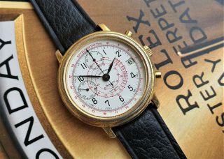 Breil Valjoux 7765 Chronograph Chronometre Gold Pl.  Oversize Date Watch Vintage