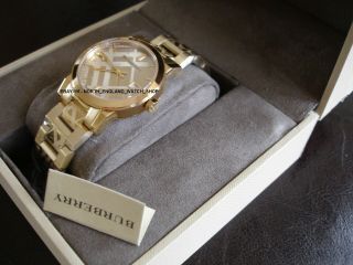 Burberry Bu9145 The City 34mm Womens Gold Tone Watch,  Box & 2 Year