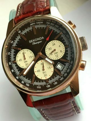 Sekonda N3496 Apt Mens Analogue Classic Quartz Watch With Brown Leather Strap