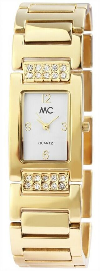 Mc Timetrend Germany Damenuhr Weiß Gold Strass Analog Metall Armbanduhr X51217
