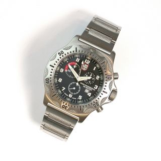 $895 Gents Black Dial Luminox 44mm Swiss Quartz Chronograph Watch - 8102