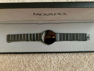 Mens Movado " Museum " Ultrathin Model 84 - 40 - 880 - A All Black Sapphire Stainless