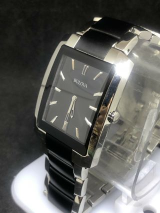 Bulova Classic Men ' s 98A117 Quartz Black Dial Two - Tone Bracelet Watch NWT 45 2