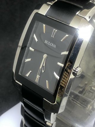 Bulova Classic Men ' s 98A117 Quartz Black Dial Two - Tone Bracelet Watch NWT 45 3