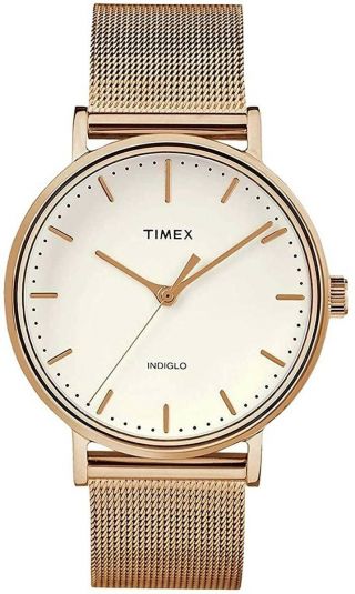 Timex 240157 Womens Fairfield Mesh Casual Watch Rose Gold/natural Size 37 Mm