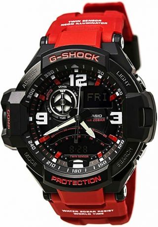 Casio G - Shock Aviation Black Dial Red Resin Quartz Men 