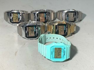 6x Mens Timex Classics Digital Silver Gold Black Multifunction Watches T78677