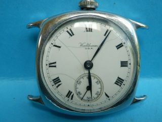 A Vintage 1940,  S Chrome Plated " Waltham " Offset Dial Wristwatch.